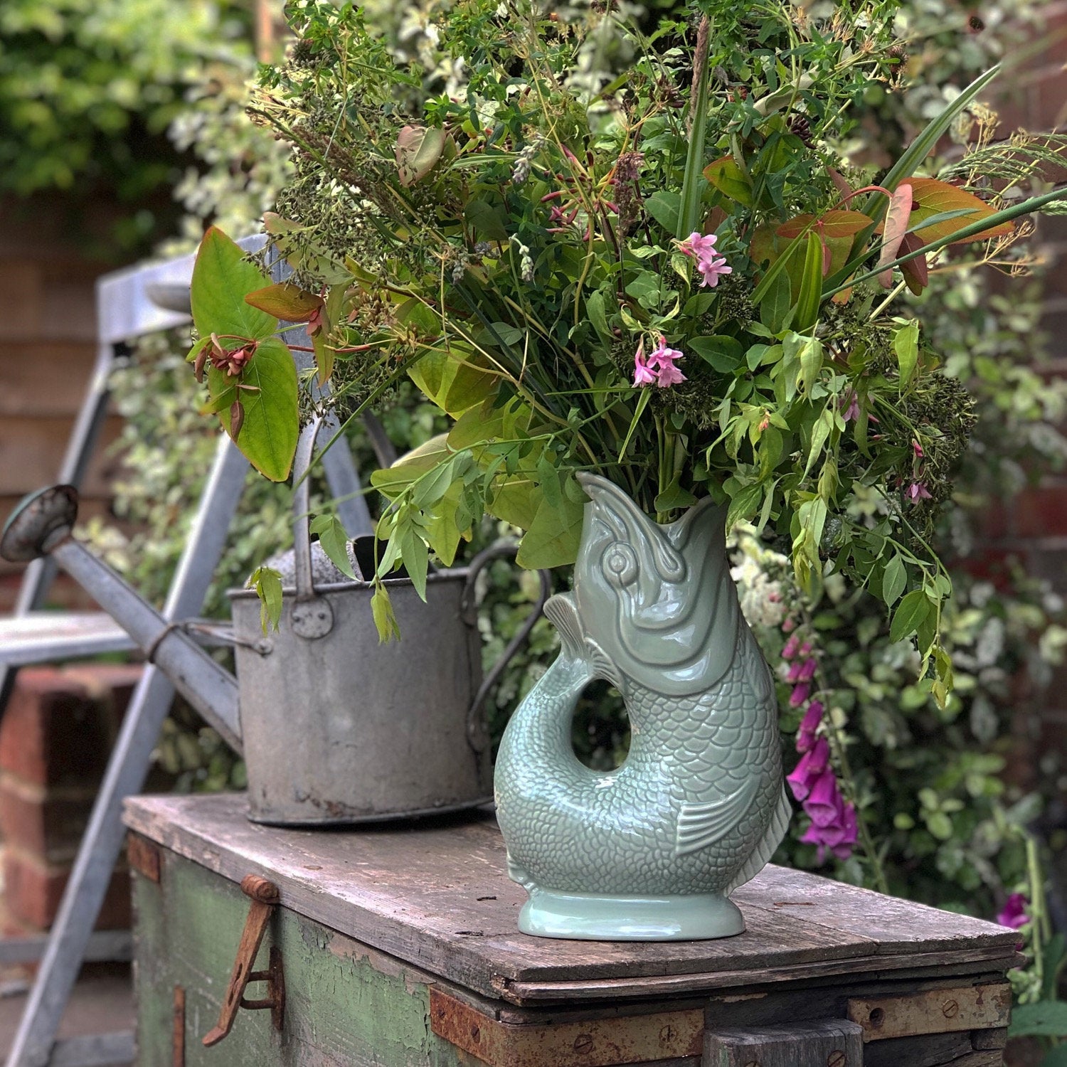 Sage Green Gluggle Jug